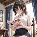 暑い日の朝、読書 3枚目