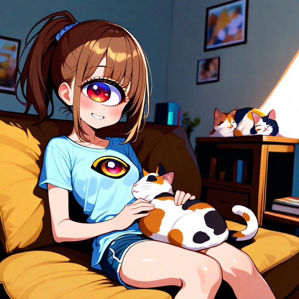 単眼ちゃん 猫とのんびり | の人気AIイラスト・グラビア