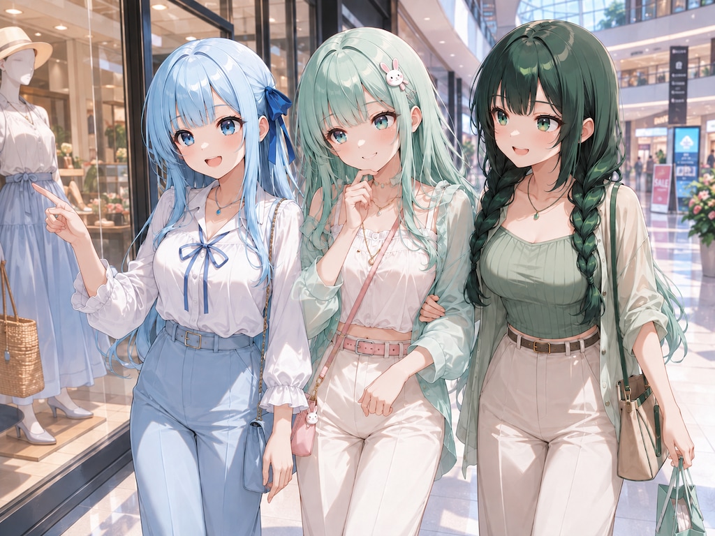 ウィンドショッピングを楽しむうちの子3人