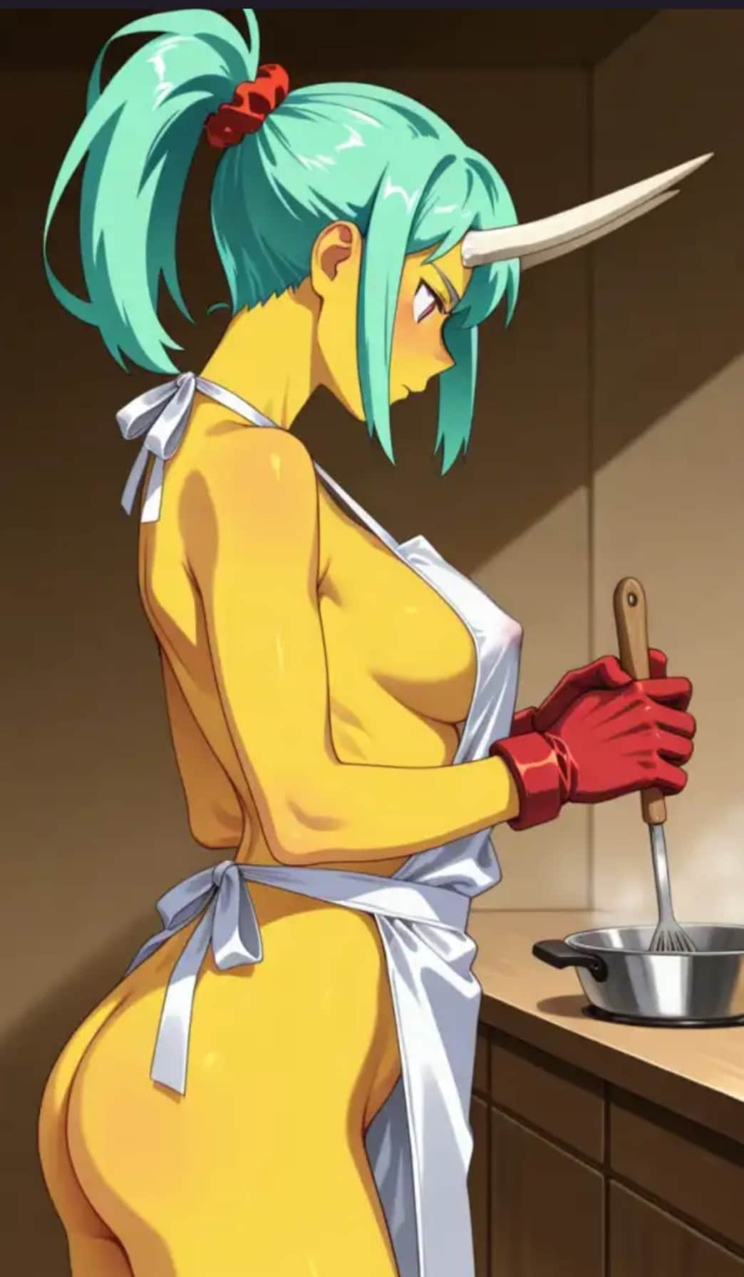 裸エプロンの鬼