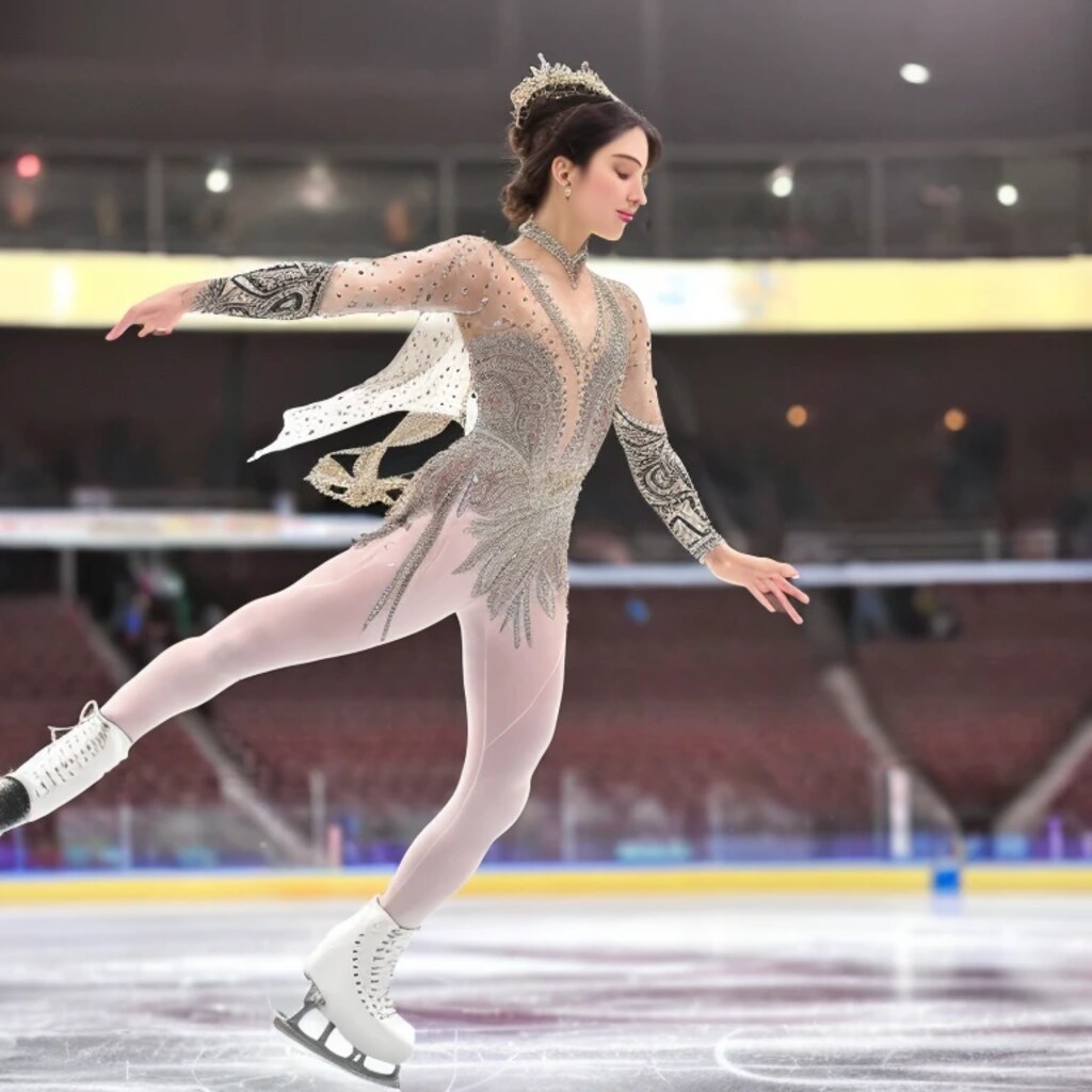 黒髪ボブでアイススケートの美女１６