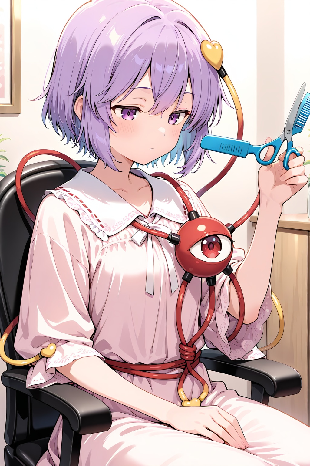 髪型を整えるさとりちゃん