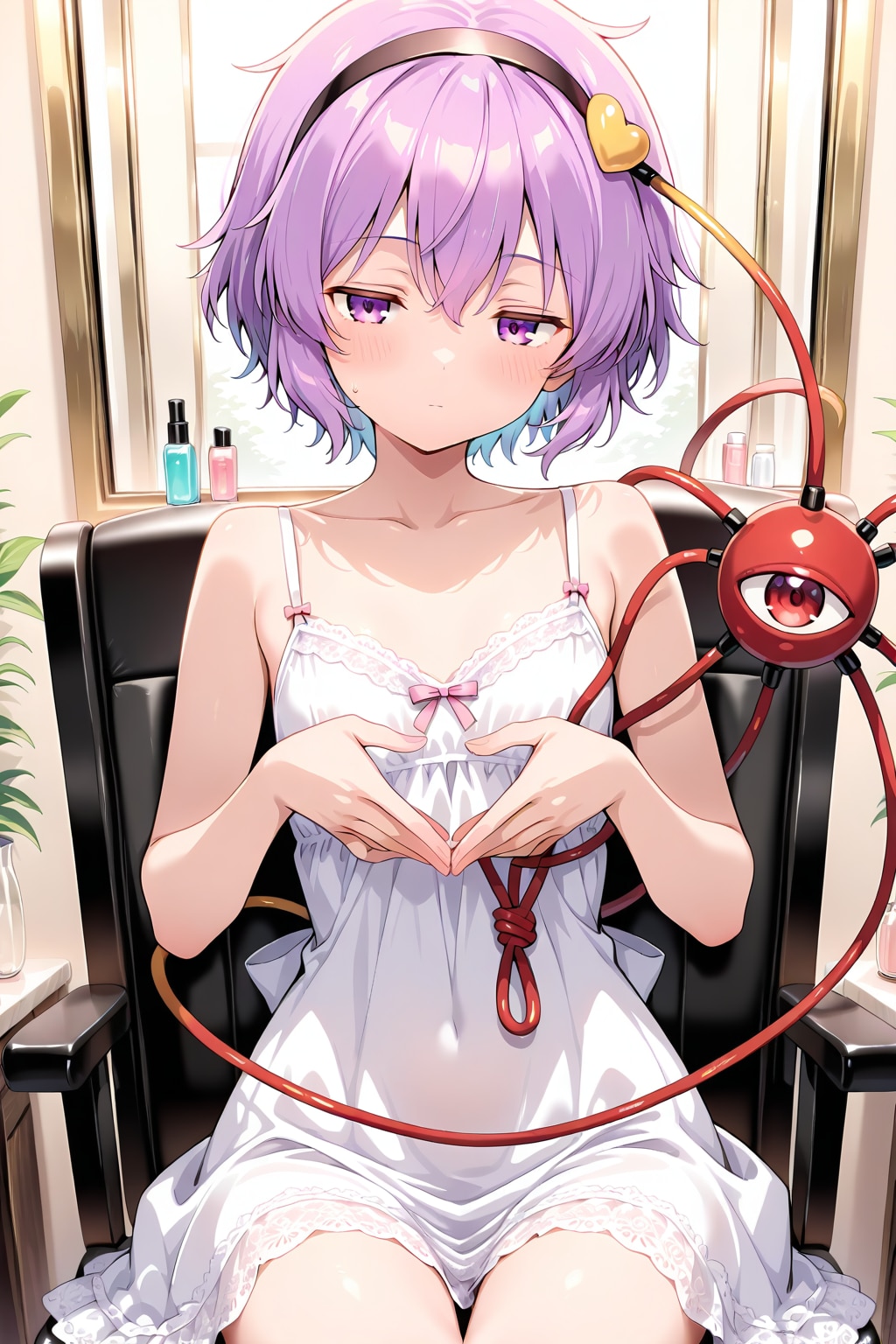髪型を整えるさとりちゃん