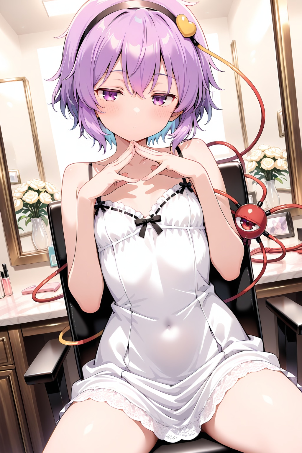 髪型を整えるさとりちゃん