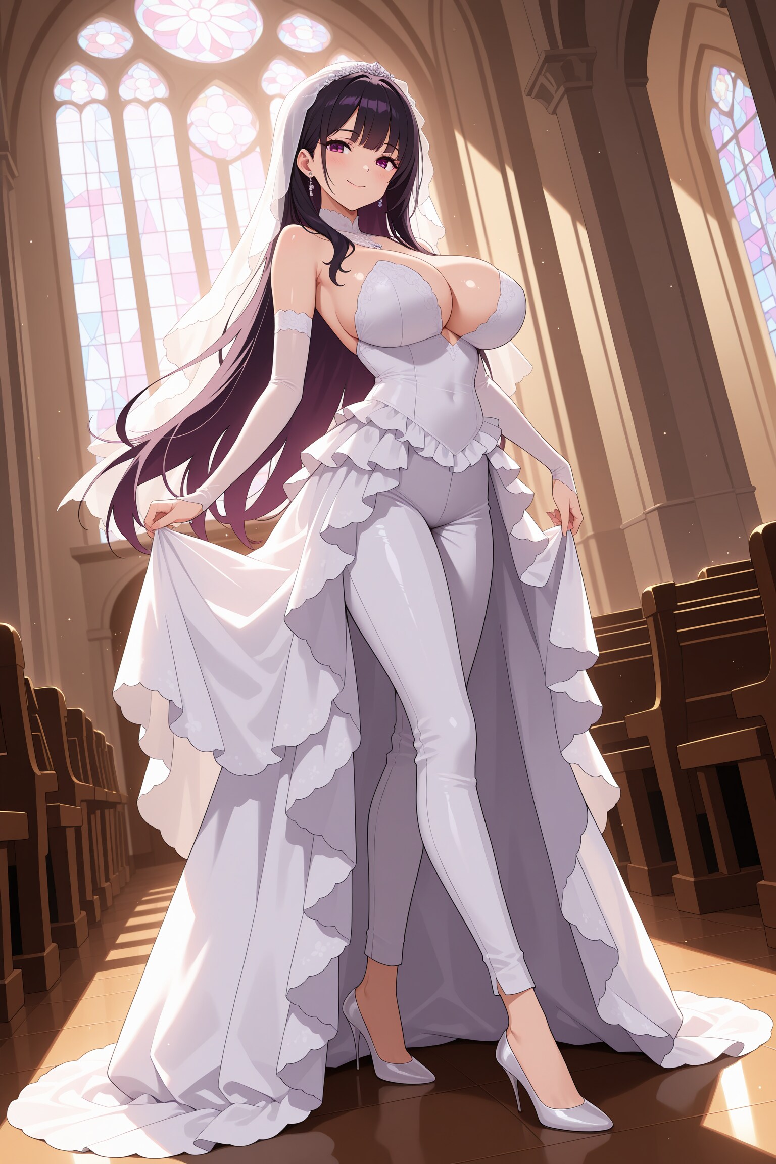 パンツスタイルのウェディングドレス