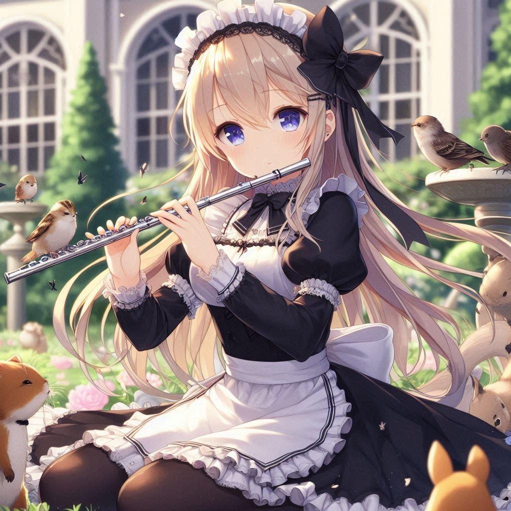メイドさんのフルート演奏