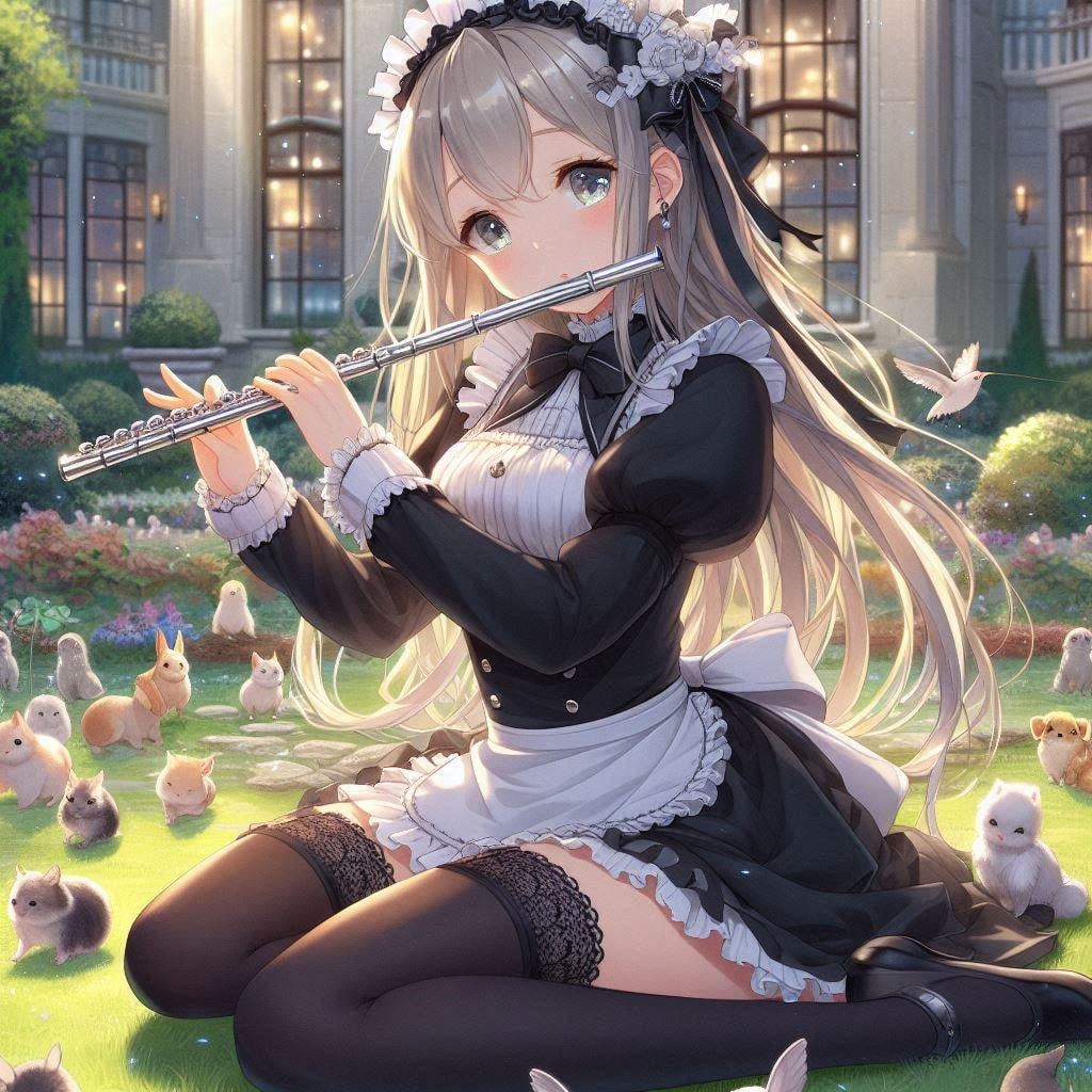 メイドさんのフルート演奏