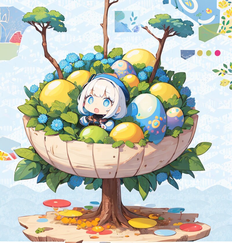 鳥の巣の中の女の子