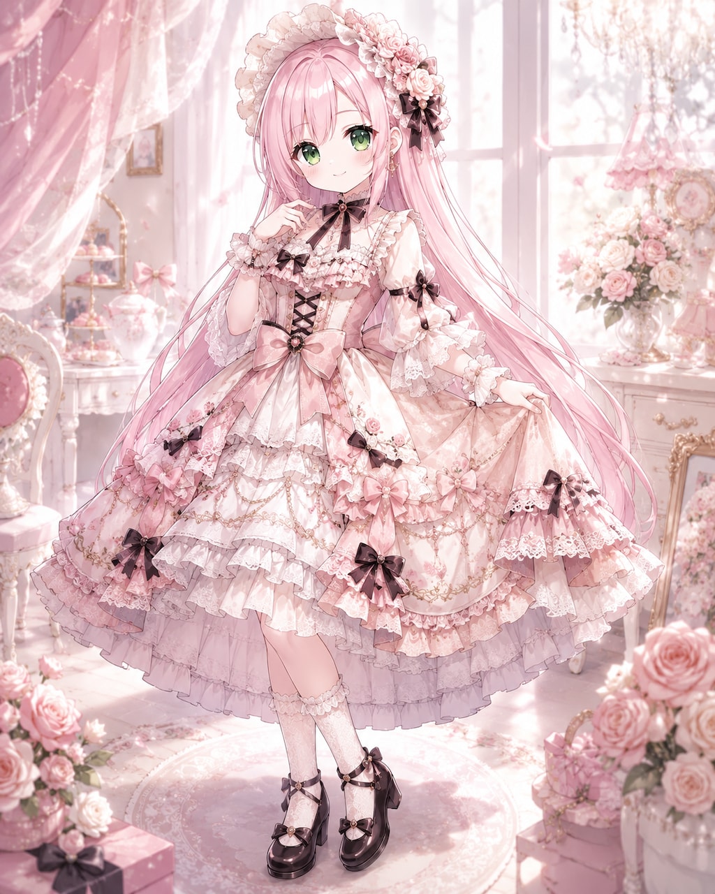 フリルを重ねて、桜色のお姫さま🌸