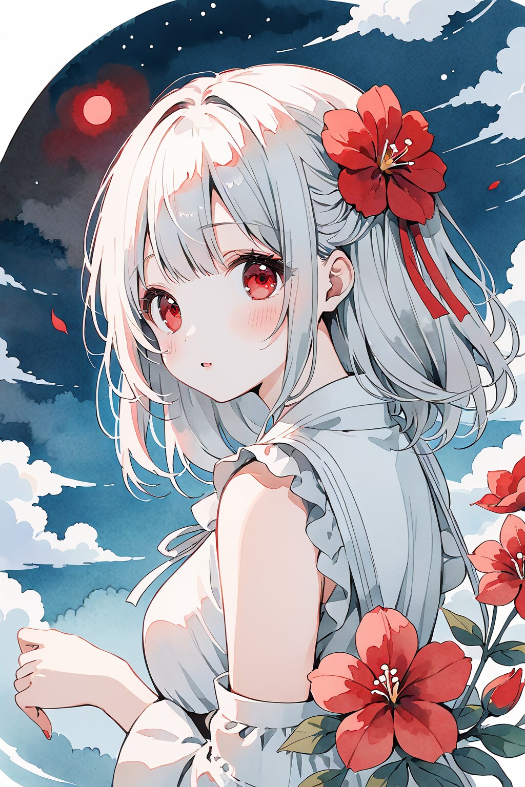 赤い月と赤眼の少女