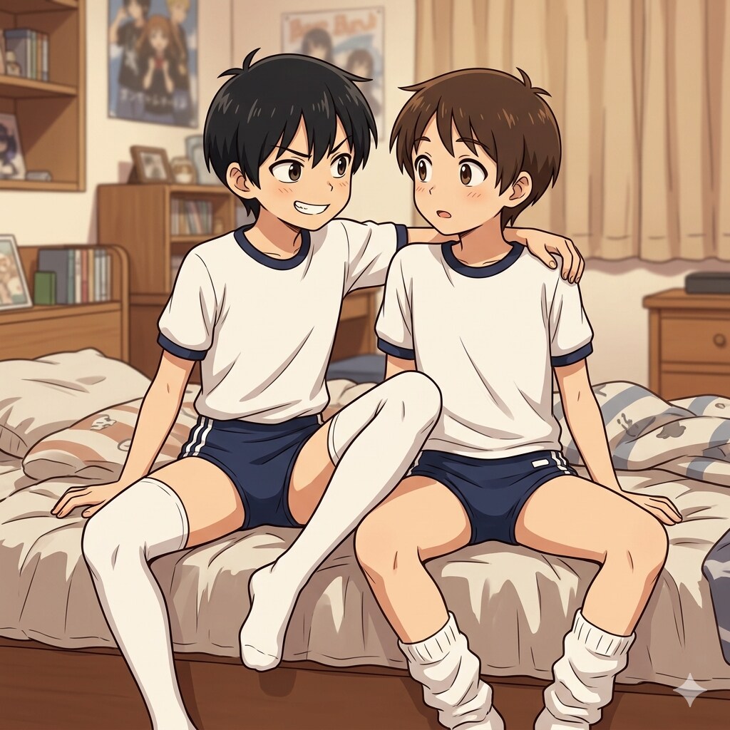ブルマ姿でいちゃこらしてる女装男子1