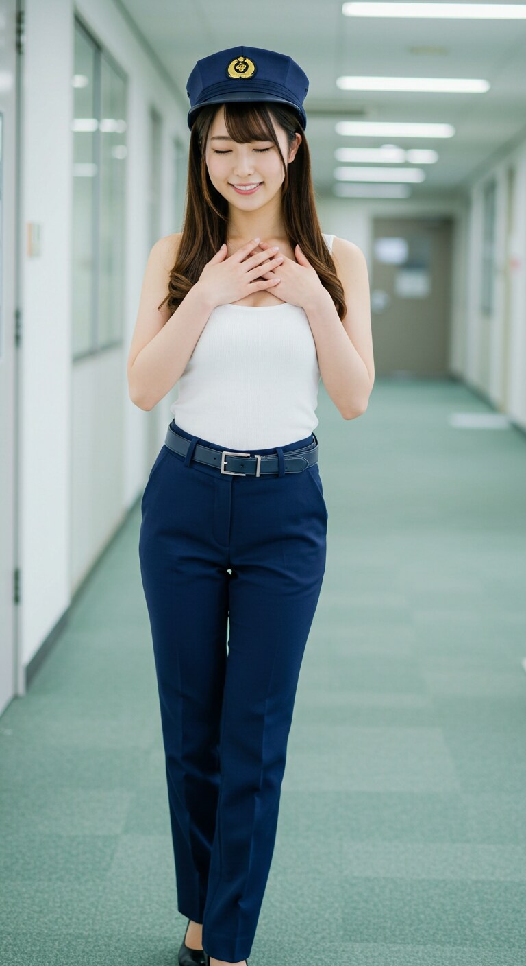 リアルかっこかわいい婦警のロマンティックな憩い