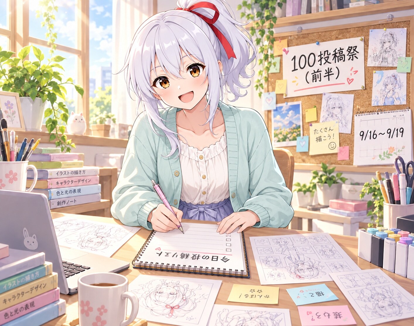 エル「忙し忙しっ！早く仕上げなきゃっ」 | の人気AIイラスト・グラビア