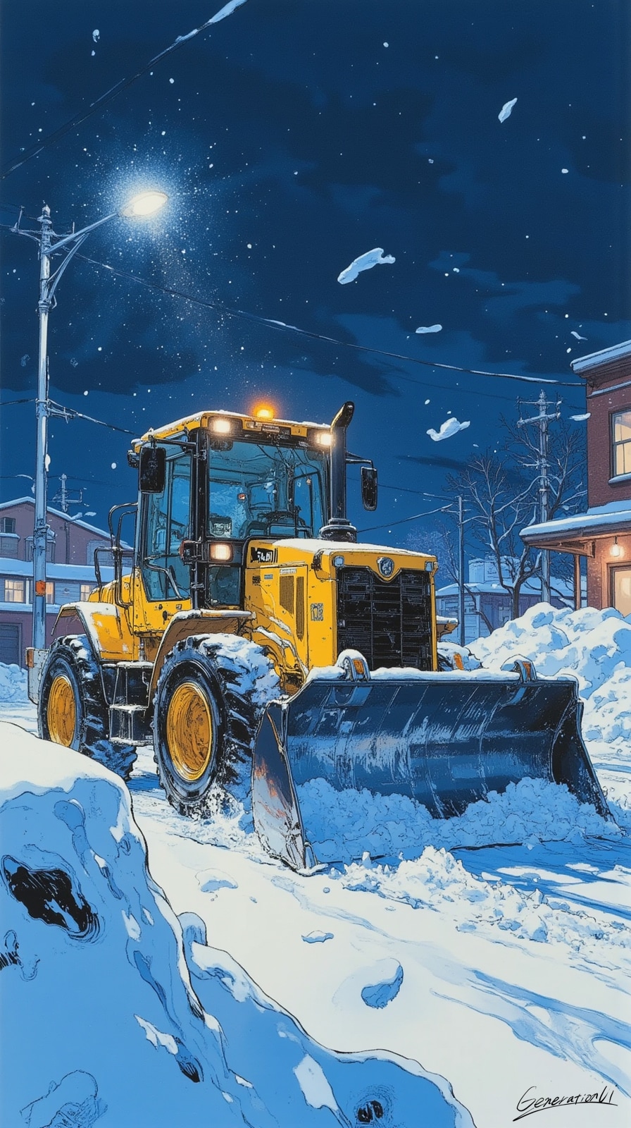 眠らない冬のインフラ／スマホ壁紙アーカイブ | の人気AIイラスト・グラビア