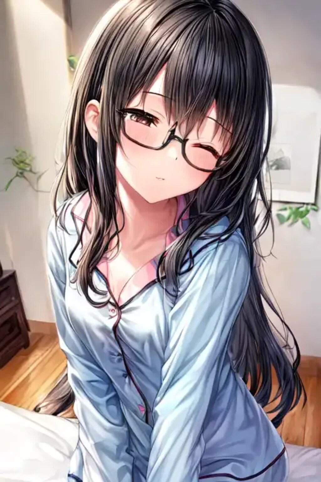 双葉の寝顔（半目開けと眼鏡無しVerも）