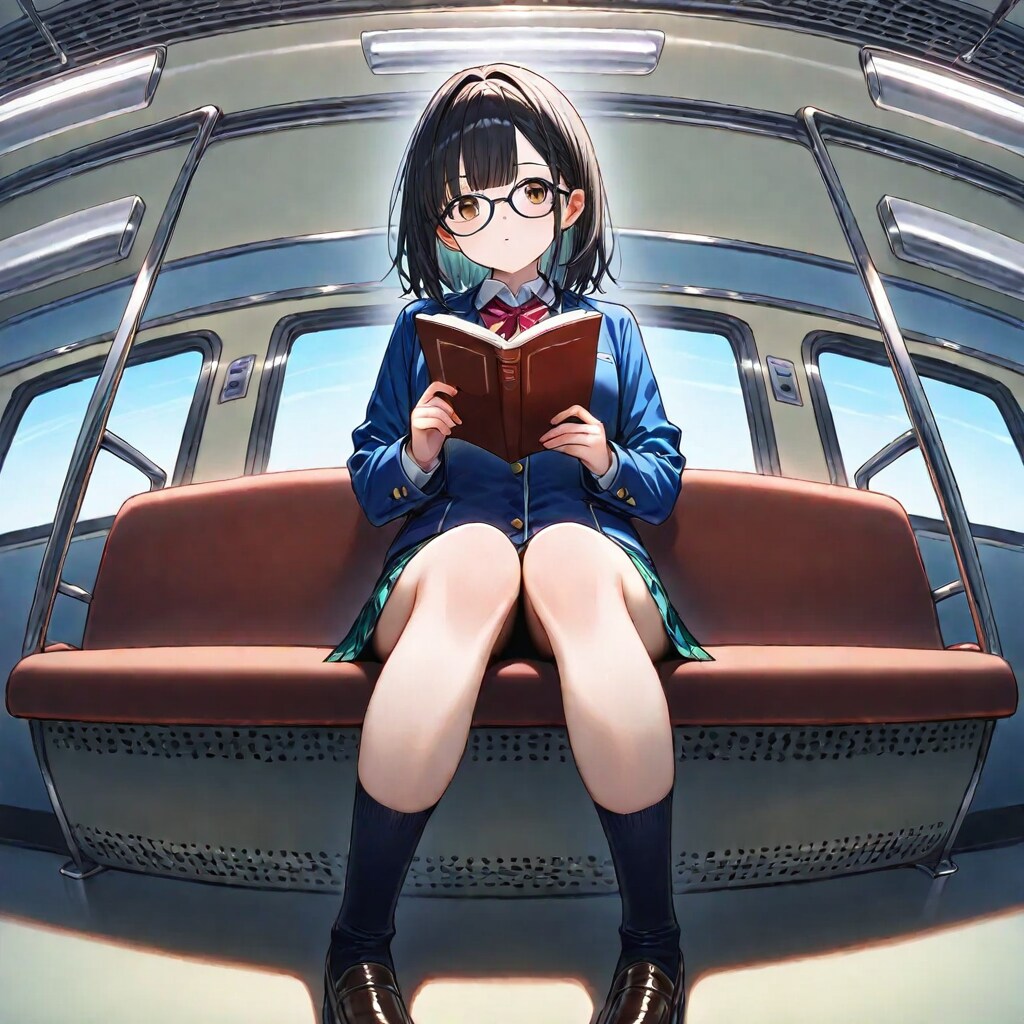 電車にて読書中 | の人気AIイラスト・グラビア