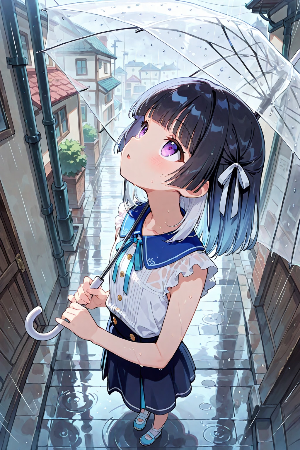 雨の中見上げる横顔