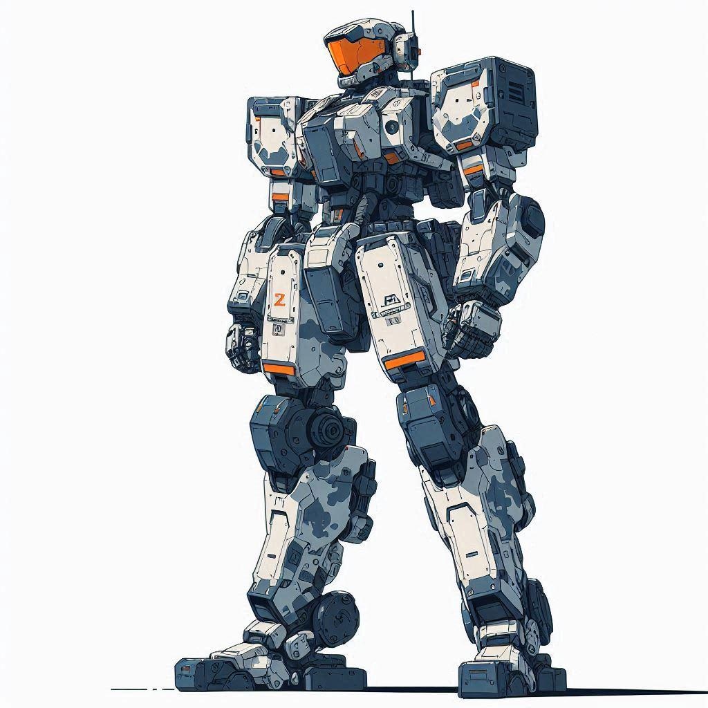 ミリタリー向け人型ロボット立ち絵　冬季迷彩（のつもり）