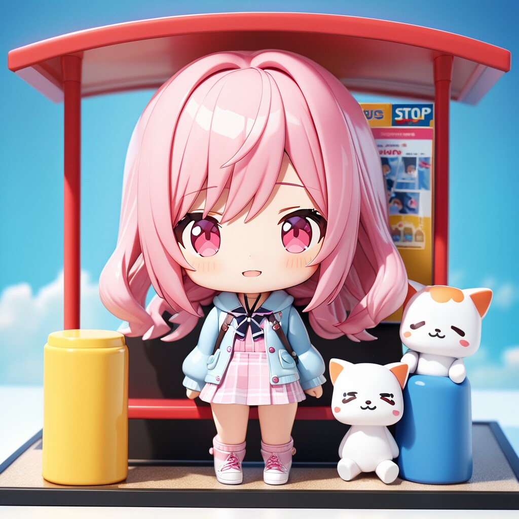 ねんどろいど風のバス停の女の子