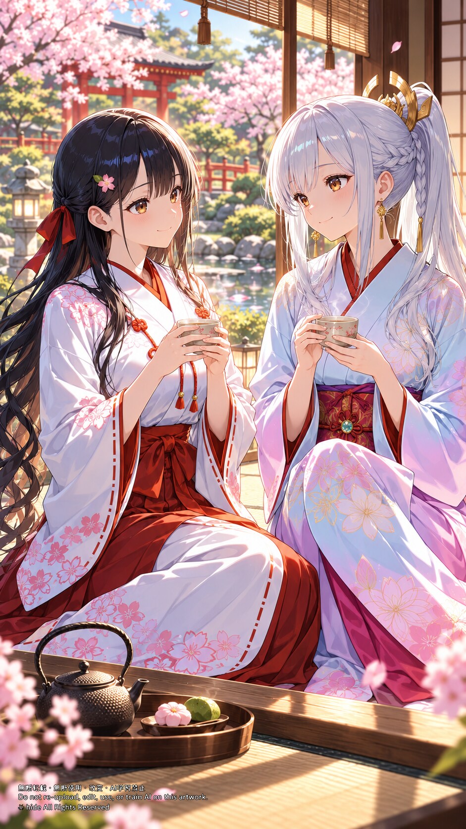 🍵 神楽さんとイザナミさん、甘味とお茶の時間 | の人気AIイラスト・グラビア