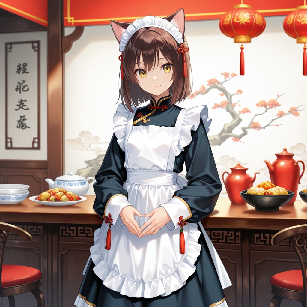チャイナメイドな喫茶店で働く猫娘さん