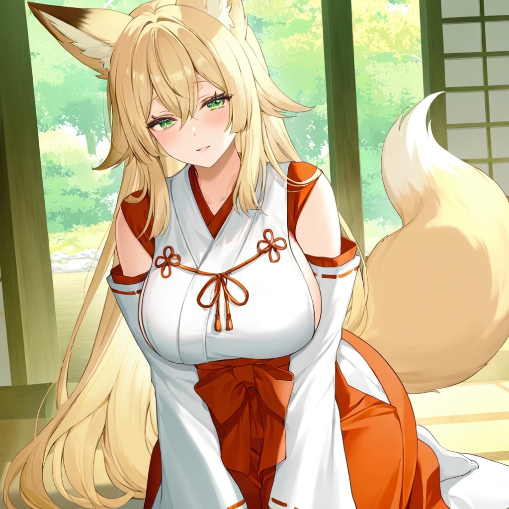 狐巫女 | の人気AIイラスト・グラビア