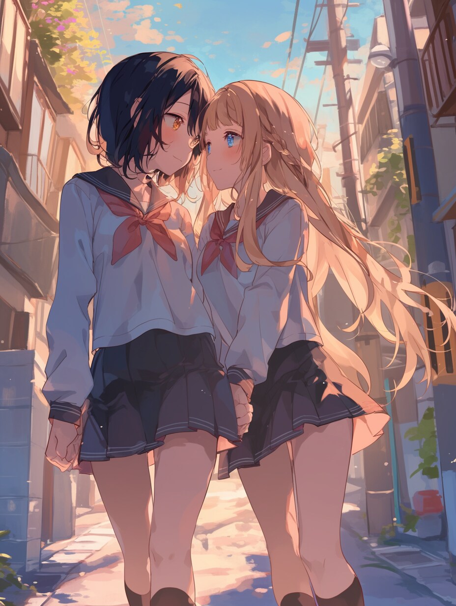 キスしたい二人のJK12 | の人気AIイラスト・グラビア