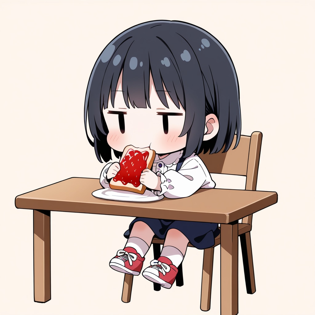 イチゴジャムを塗って食べる