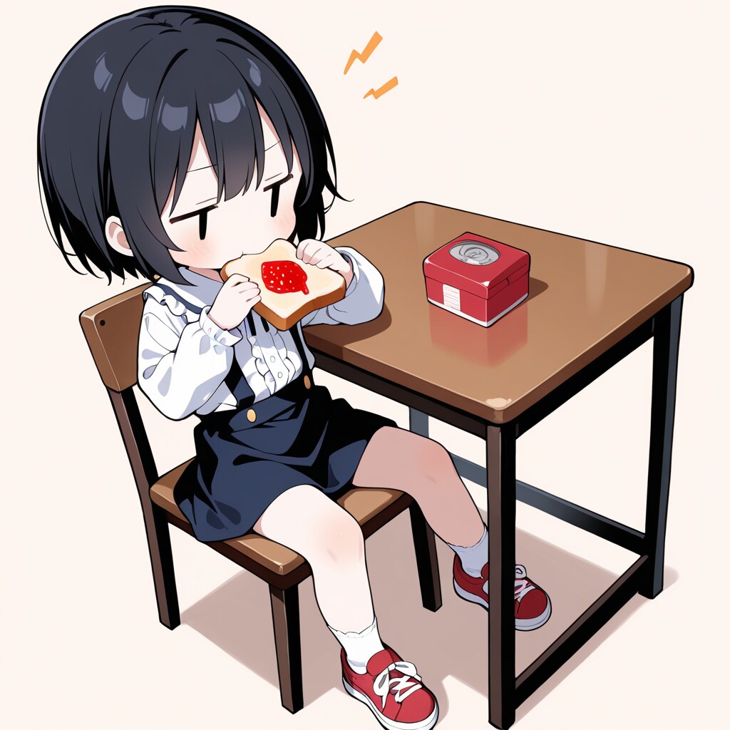 イチゴジャムを塗って食べる