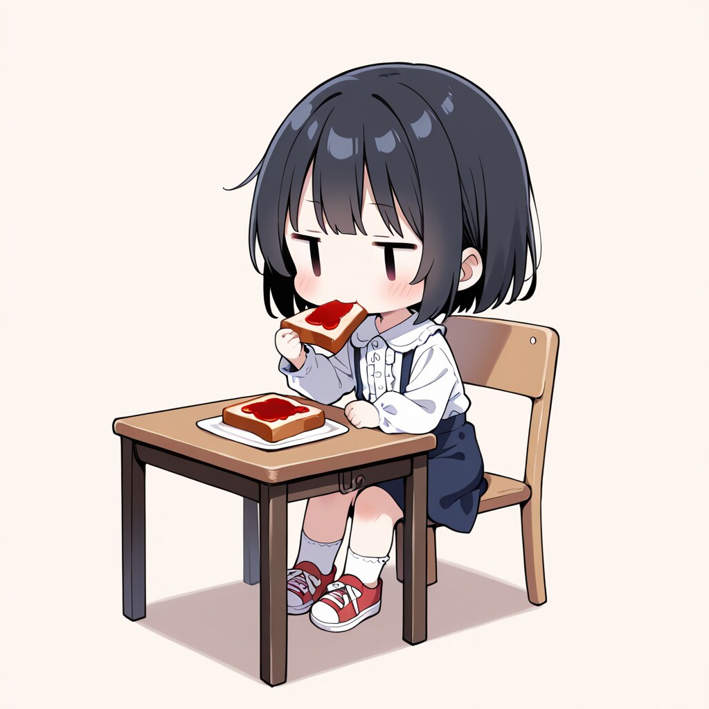 イチゴジャムを塗って食べる