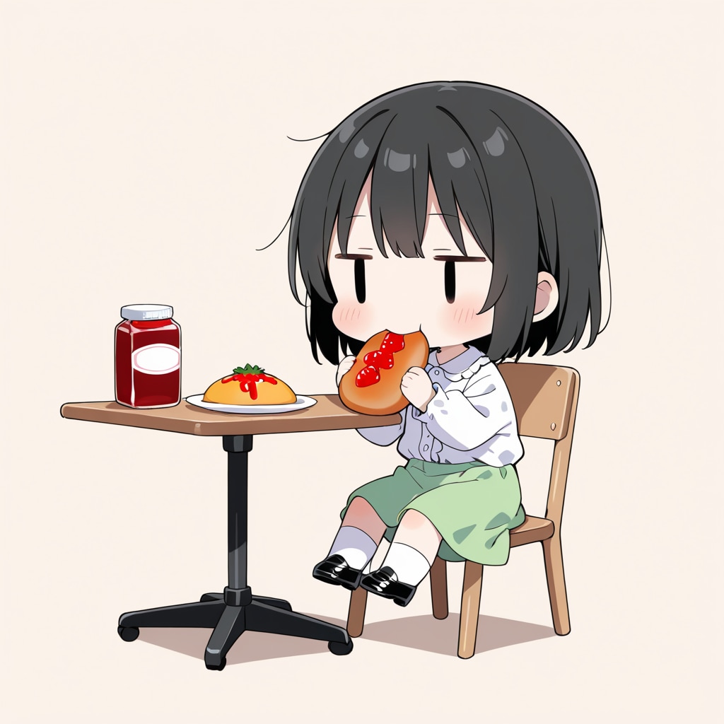 イチゴジャムを塗って食べる