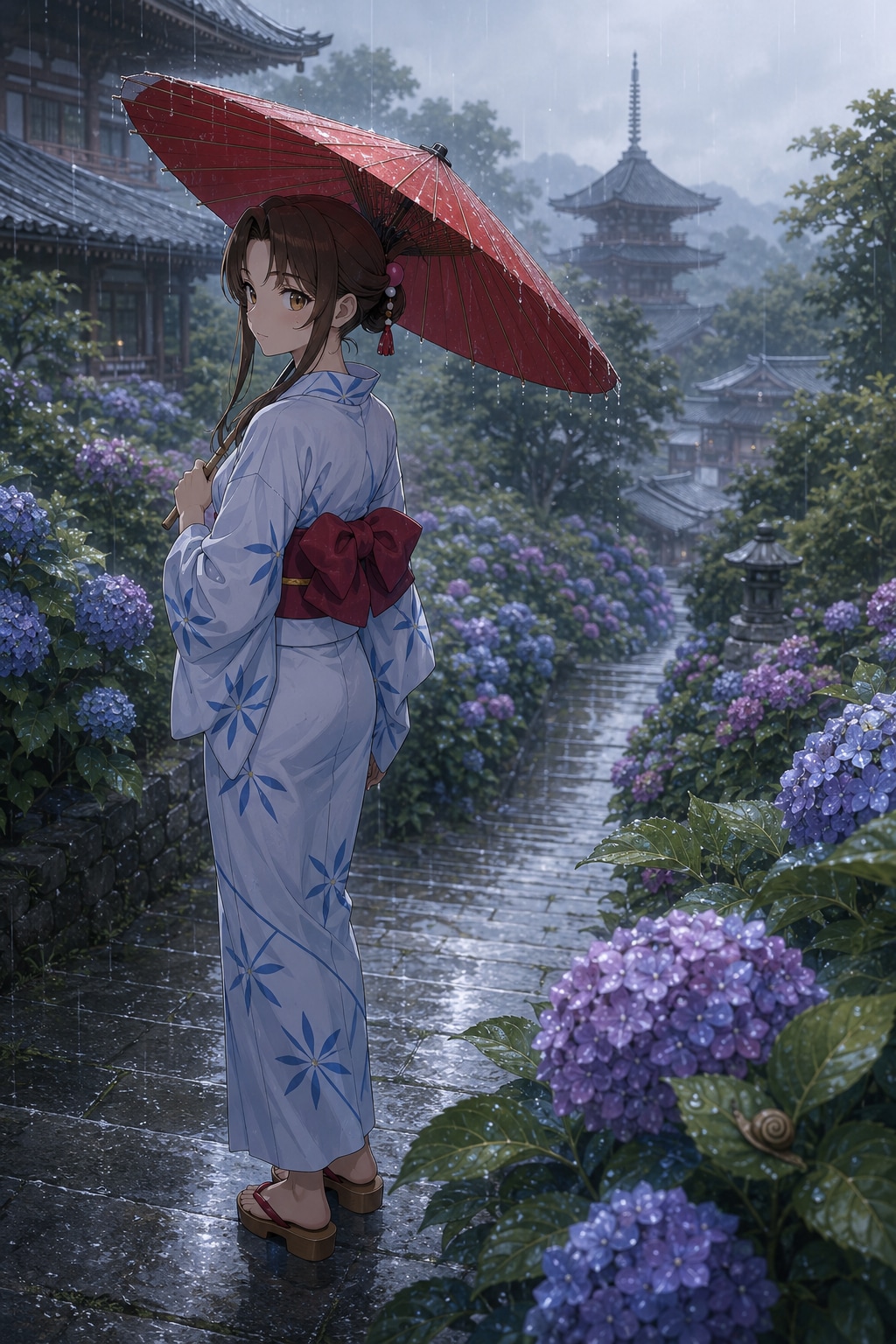 古刹の紫陽花