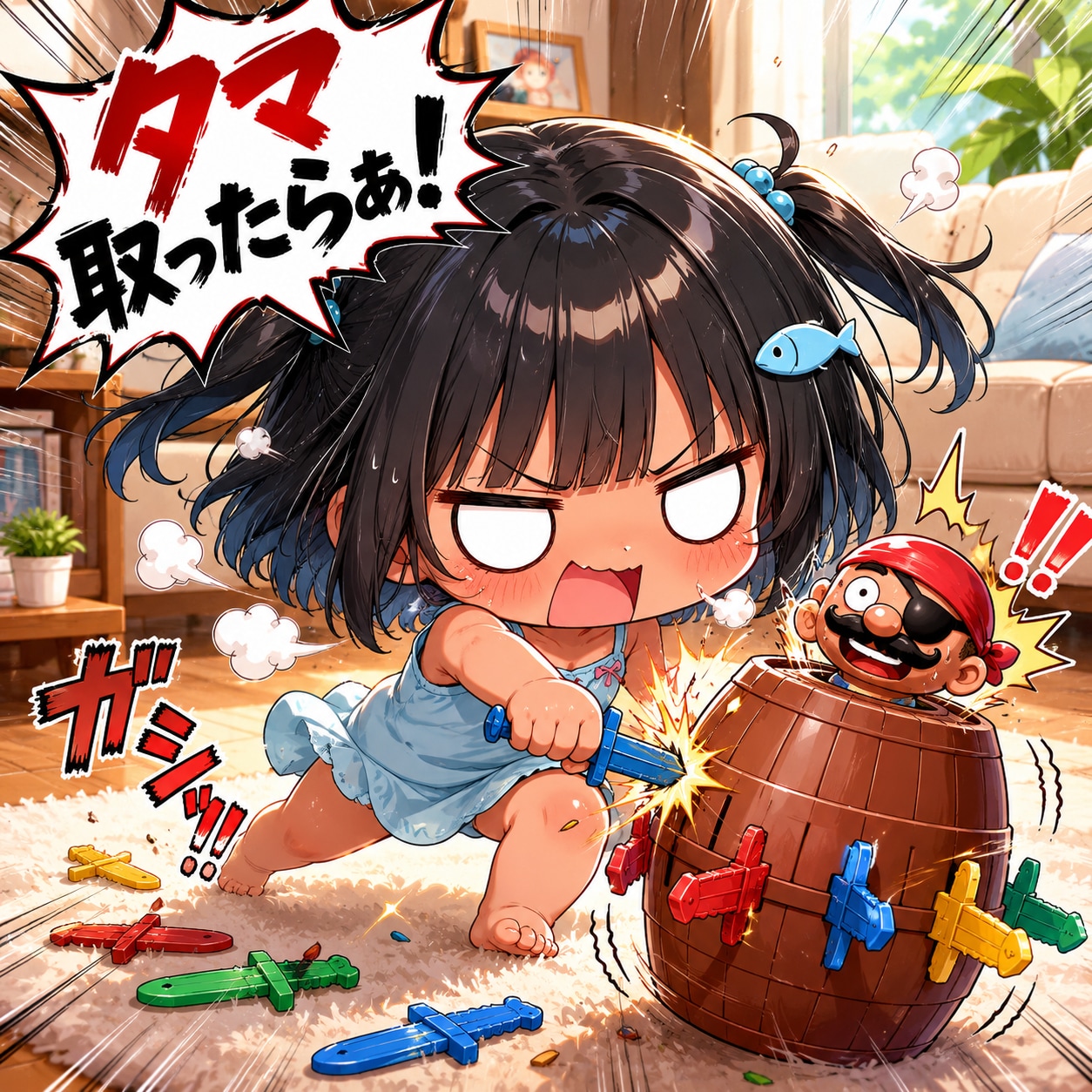 黒ひげ危機一発で遊ぶこなつちゃん | の人気AIイラスト・グラビア