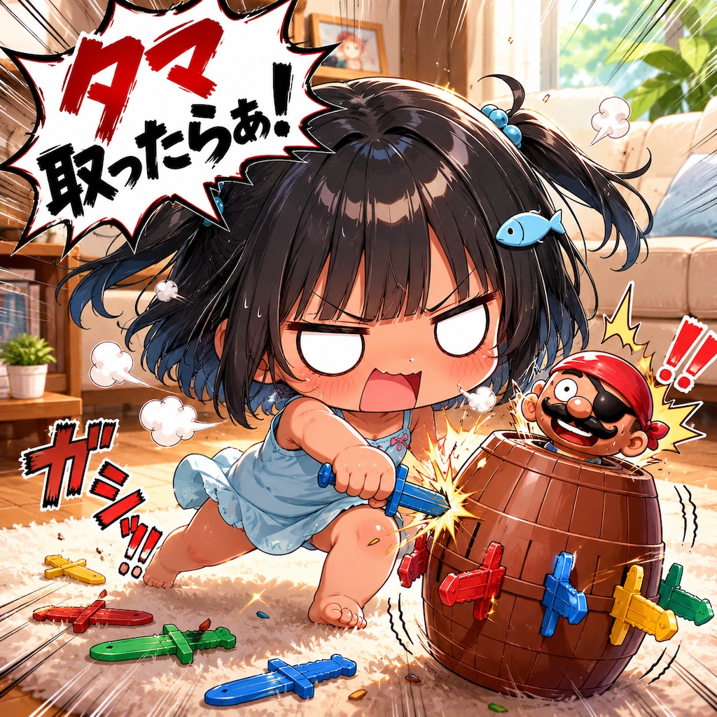 黒ひげ危機一発で遊ぶこなつちゃん