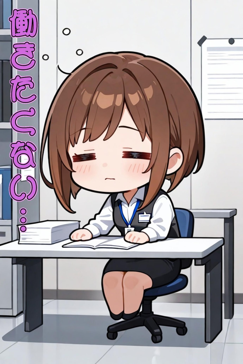 働く茶髪ちゃん