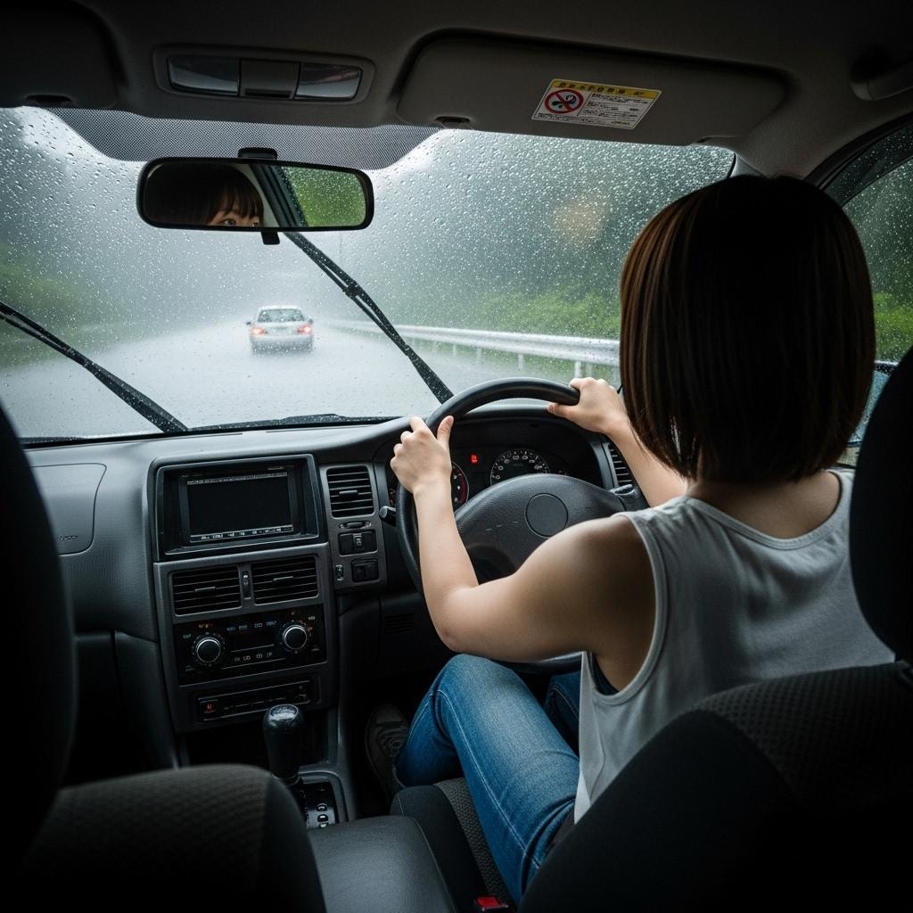 豪雨のドライブ　来なきゃよかった