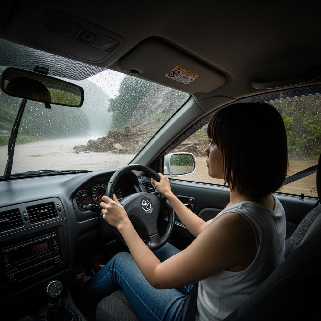 豪雨のドライブ　来なきゃよかった