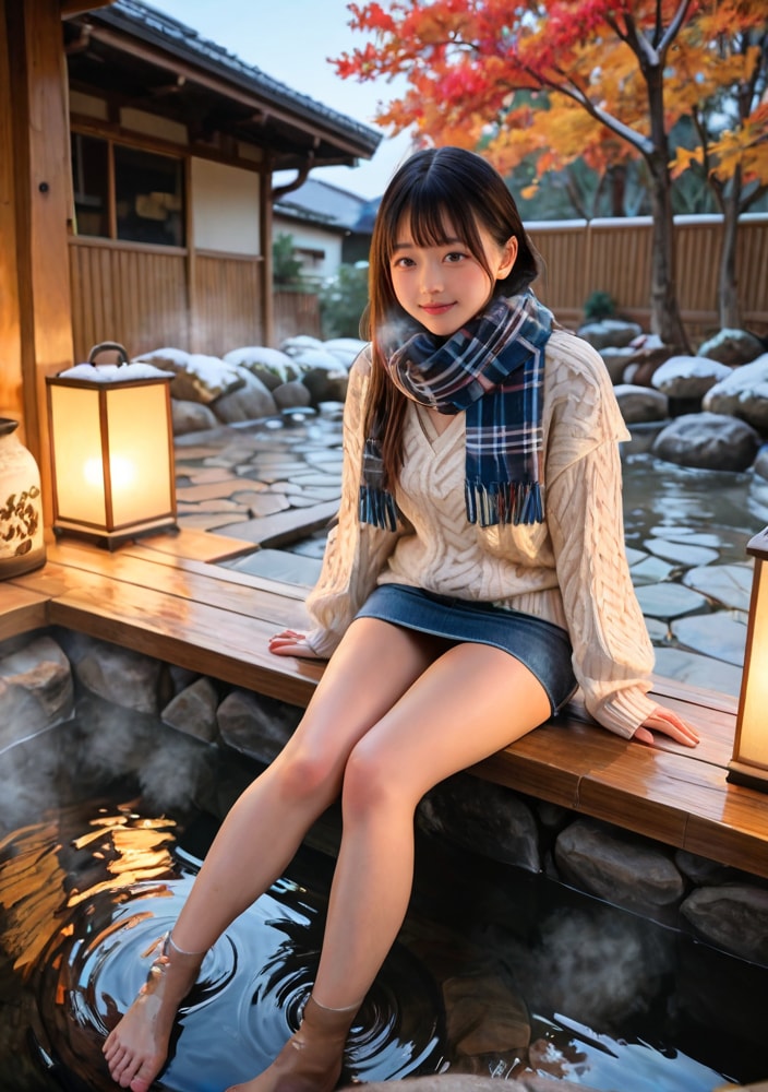 足湯でまったりと