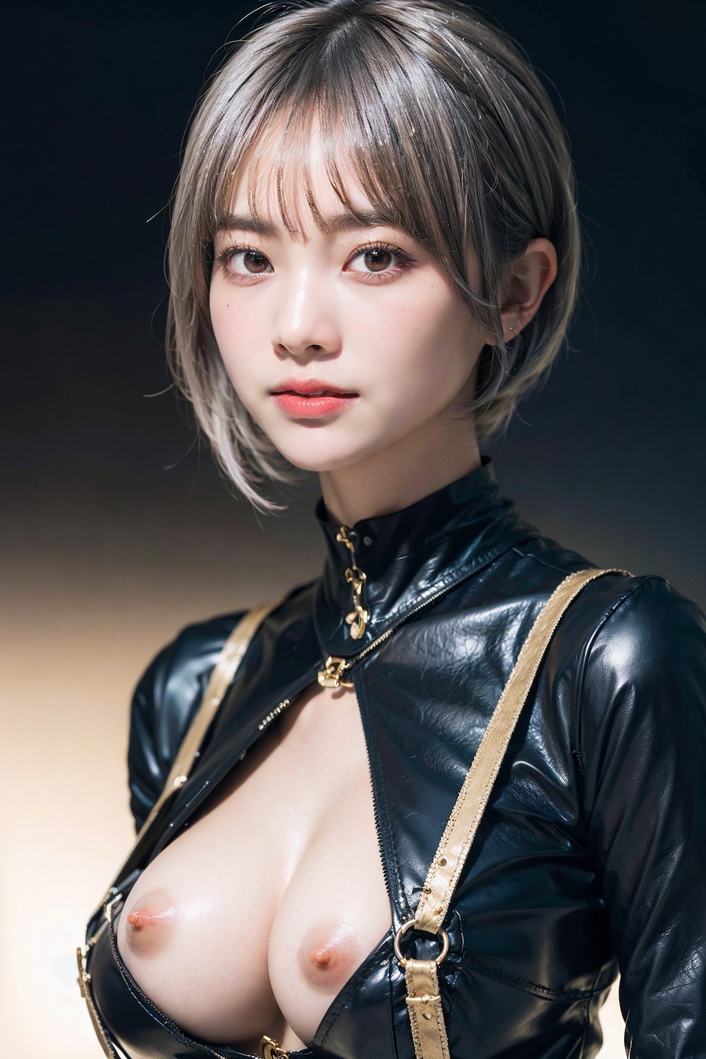 Loraなしボンテージでポロリ