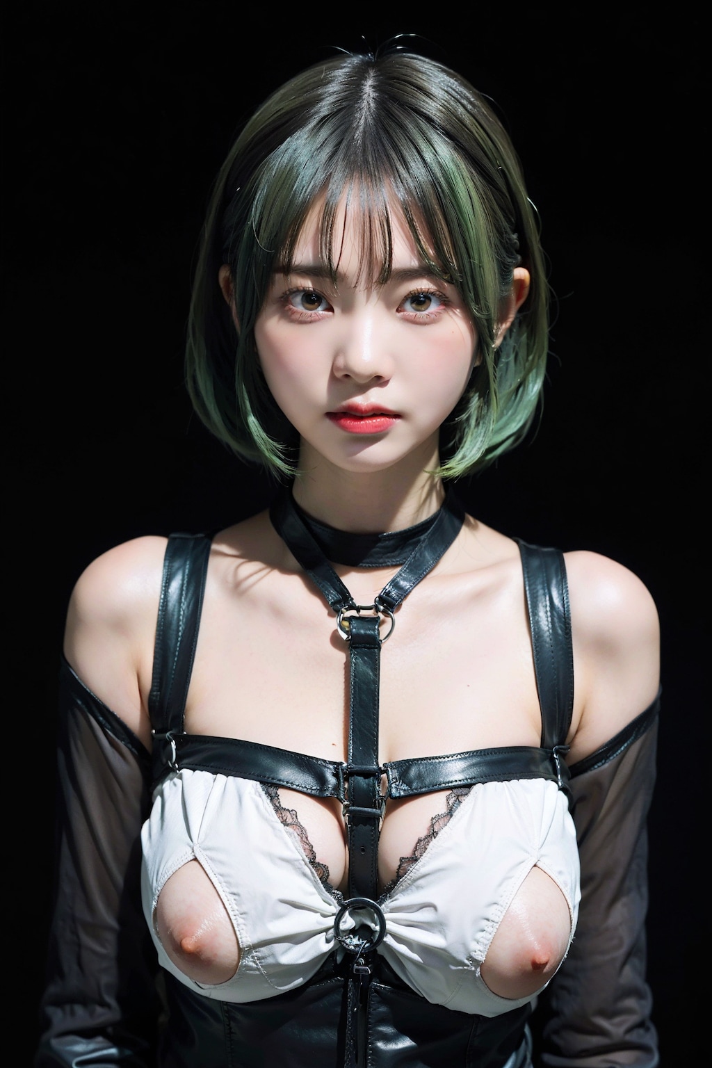 Loraなしボンテージでポロリ