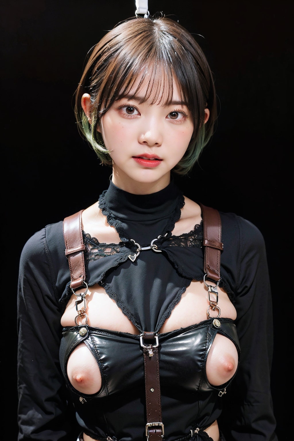 Loraなしボンテージでポロリ