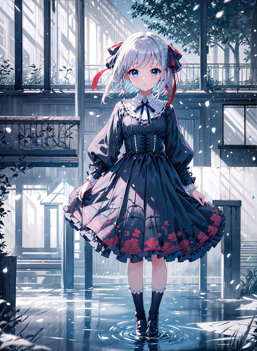 黒ドレスと銀髪