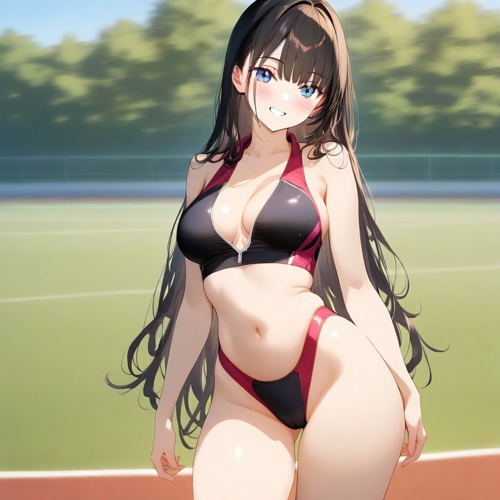 暑くて胸を開けた陸上少女