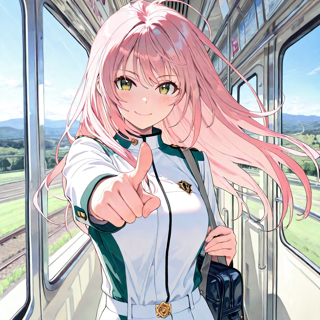 絶景スポットでの案内ポーズ