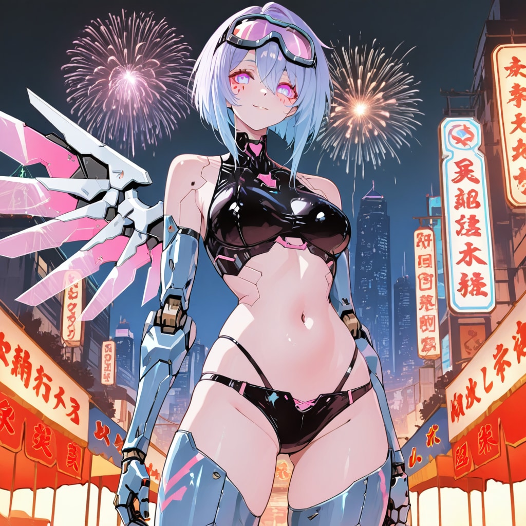 夏祭りサイバーパンクメカ娘260721