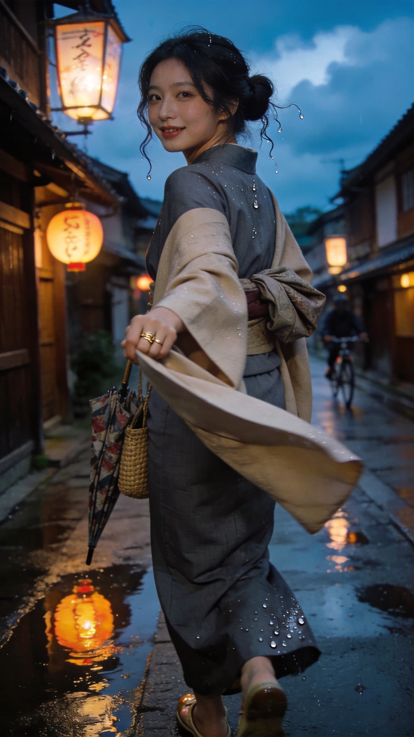 Rain Lanterns Along the Old Alley