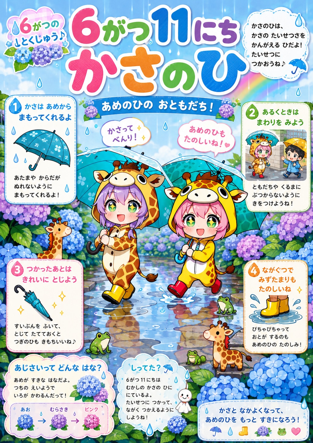 傘の日のキリン着ぐるみちび子ちゃん