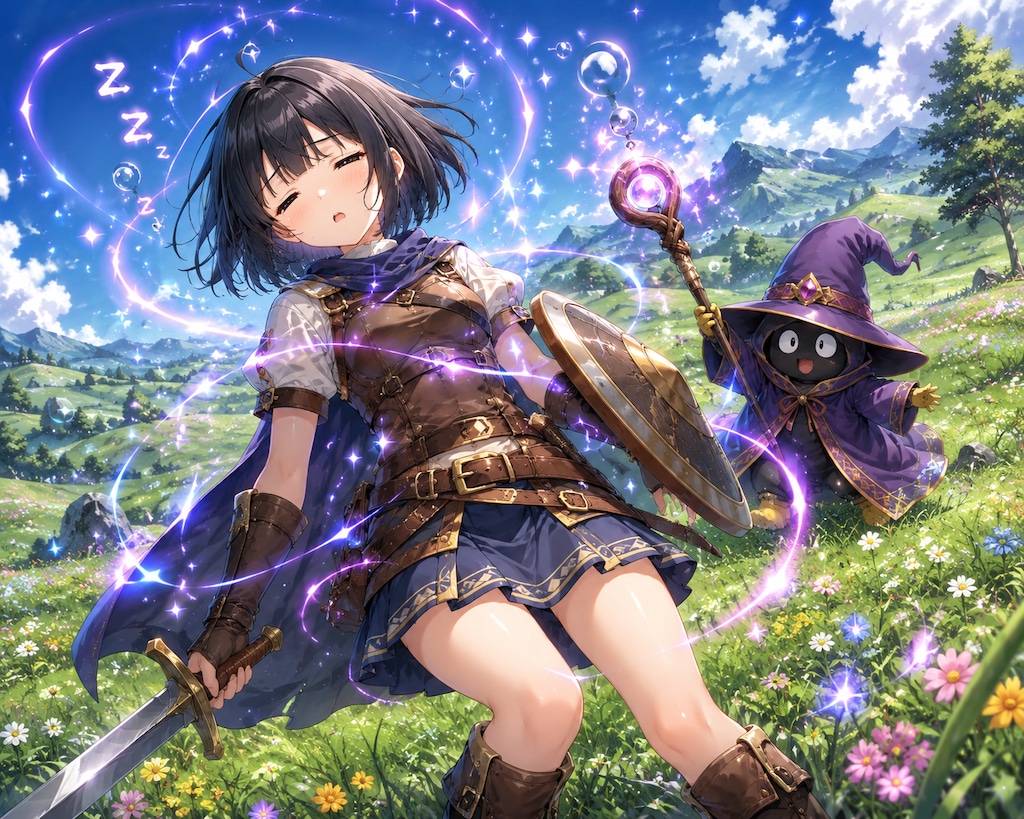 眠らされる戦士の女の子