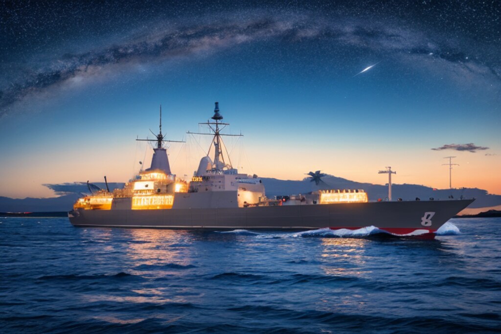 軍艦と星空