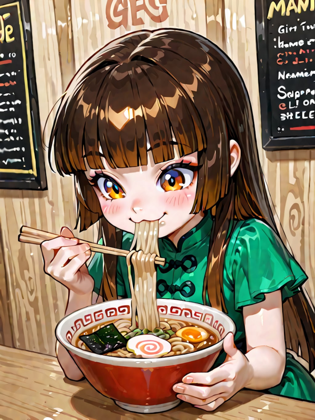ラーメン食べる
